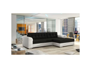 Canapé d'angle convertible conforto 4 places noir et blanc – angle droit