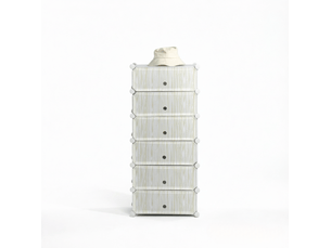 Meuble à chaussures modulable avec 6 portes et 6 compartiments, rangement vertical en pp blanc, 49 × 36,5 × 108 cm