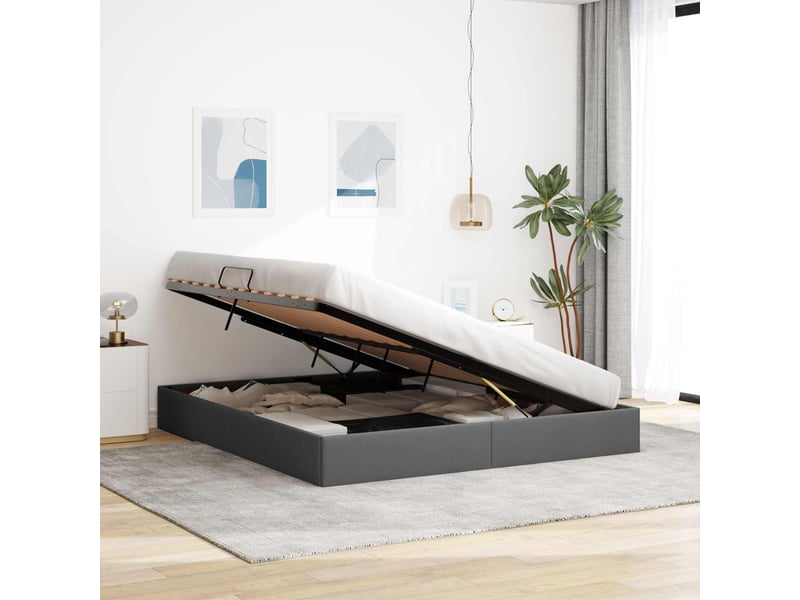 Lit double- lit adulte - cadre de lit ottoman gris foncé 180 x 200 cm tissu - Conforama C