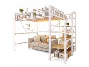 Lit mezzanine 140x200 cm <strong>MODENVIE</strong>  <strong></strong> coloris blanc