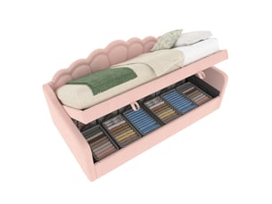 Lit coffre 90x200 cm <strong>KORFEE</strong>  <strong></strong> coloris rose
