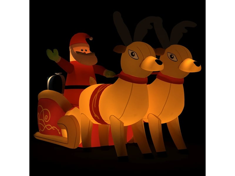  Décoration gonflable de père noël et renne avec led 130 cm  - Conforama A