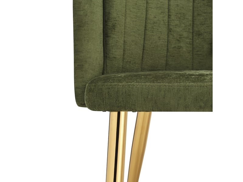 Lot de 6 chaises de salle à manger modernes 58.5x62x78cm - chaise rembourrée - pieds de chaise réglables en hauteur - vert et doré - Conforama W