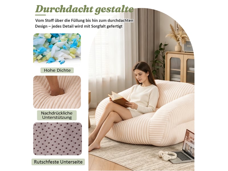 Fauteuil poire adulte 116x110x61 cm beige  - Conforama D
