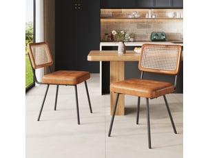 Lot de 2 chaises de salle à manger 61x46x79 cm rétro bois métal polyuréthane marron