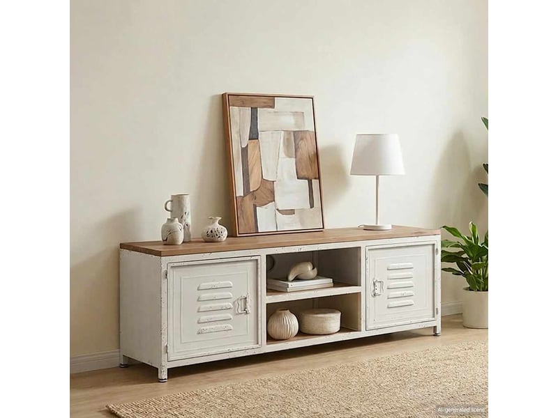  Meuble tv - banc tv - meuble de rangement 120x30x40 cm blanc  - Conforama B