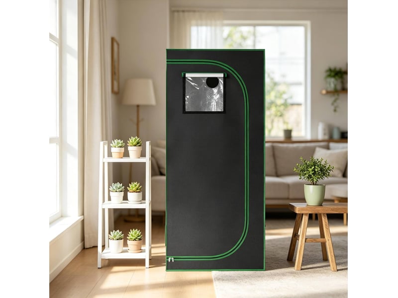  Mini-serre intérieure 80x80x180 cm – noir et vert – 5 aérations réglables et revêtement réfléchissant  - Conforama D