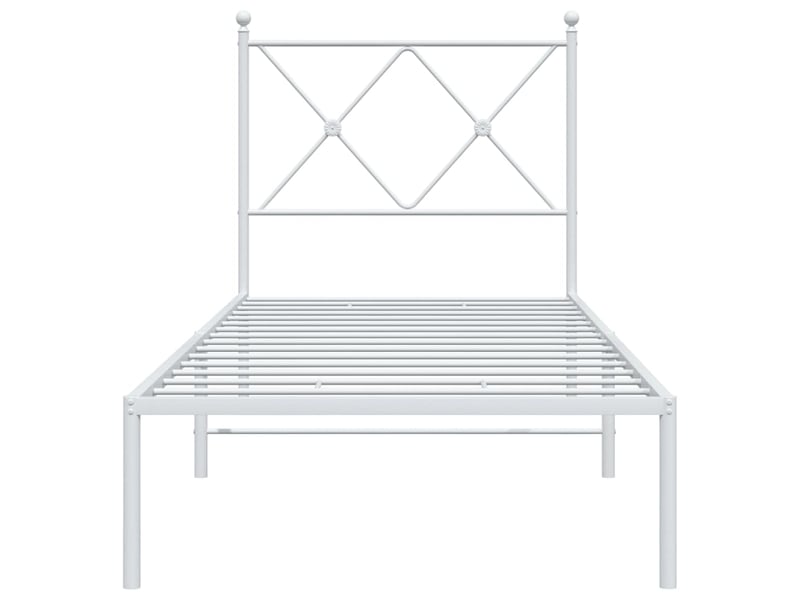  Lit simple- lit adulte -  cadre de lit métal sans matelas avec tête de lit blanc 80x200cm  - Conforama C