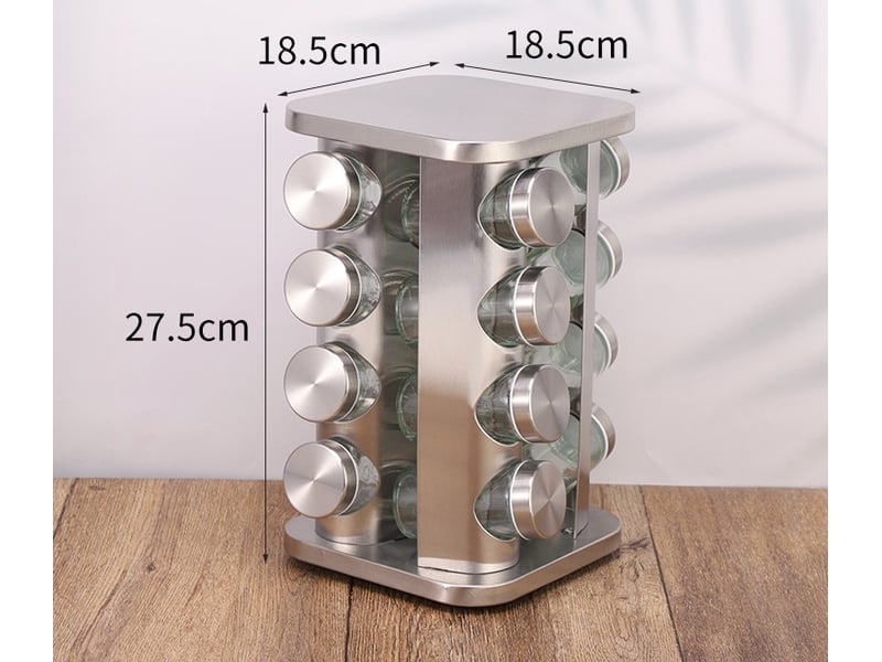Présentoir à épices carrousel avec 16 pots à épices argente - Conforama B