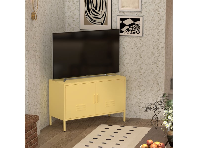  Armoire de rangement 100x40x65 cm réglable en métal jaune  - Conforama E