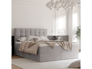 Lit coffre 160x200 cm <strong>IDOHOME</strong>  <strong>GRAND</strong> coloris gris