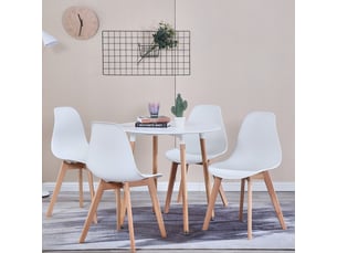 Lot de 4 chaises de salle à manger scandinaves - blanc - pieds en hêtre, cuisine, salon