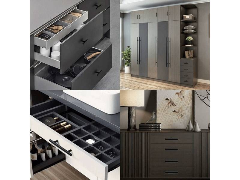  Lot de 20 poignées pour meubles de cuisine en acier inoxydable en forme de t, barre noire, poignées pour tiroirs et armoires avec vis  - Conforama E