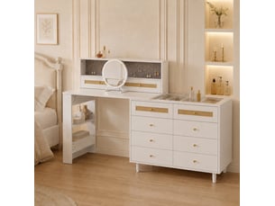 Coiffeuse avec armoire à bijoux et miroir 105 x 50 x 107,5 cm – blanc – 10 tiroirs et rangements