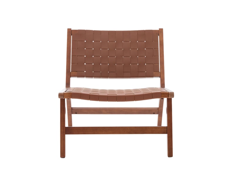  Fauteuil sans accoudoirs tressé en pu 71x66x72 cm marron  - Conforama D