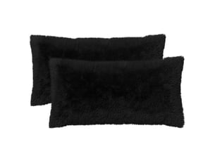 Lot de 2 coussins avec oreiller, coussins décoratifs heerlen noir fleece pv cf50525