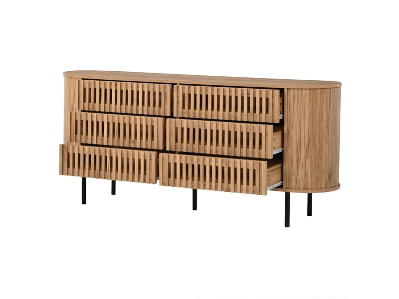 Buffet bas 160x40x70 cm à 6 tiroirs en mdf coloris bois naturel - Conforama D