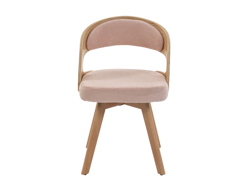  Lot de 2 chaise de salle à manger pivotante 44x41x75 cm, meuble de salon, confortable, coussin inclus, structure bois, revêtement lin rose  - Conforama A