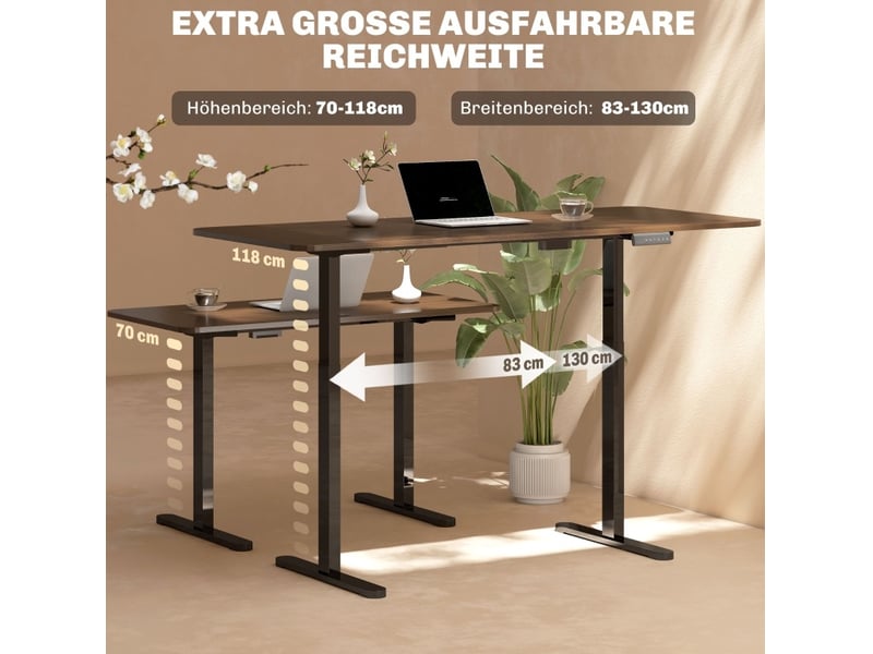  Piètement de bureau électrique réglable noir à 2 moteurs avec mémoire  - Conforama D