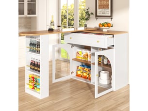 Bar coloris blanc <strong>MERAX</strong> <strong>table de bar blanc</strong> - 204 cm