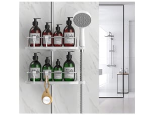 Pièces étagère douche sans perçage pour barre 18-25mm | porte shampoing installation sans perçage taille universelle barres rondes de 18