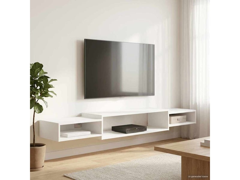  Meuble tv - banc tv - meuble de rangement mural montage mural blanc 180 x 28 x 21 cm  - Conforama D