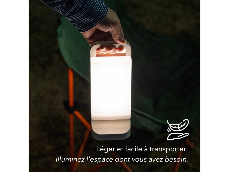Lampe solaire rechargeable usb, lanterne led portable avec batterie externe 6000 mah, étanche ipx4 pour intérieur et extérieur - Conforama C