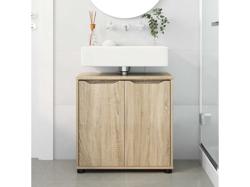  Armoire de lavabo de salle de bain chêne sonoma 60x30x60 cm  - Conforama D