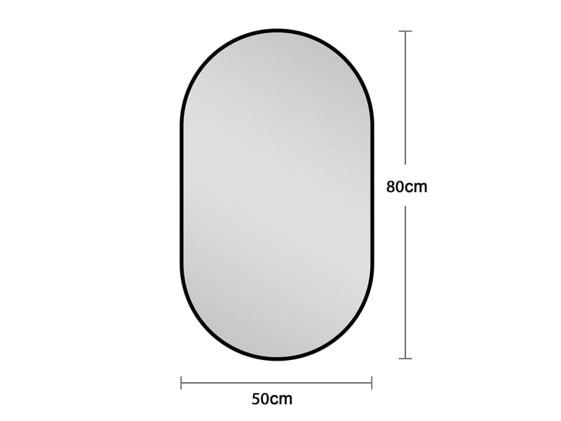  Miroir de salle de bains 50 x 80 cm noir et argent, cadre aluminium, pose murale horizontale ou verticale  - Conforama C