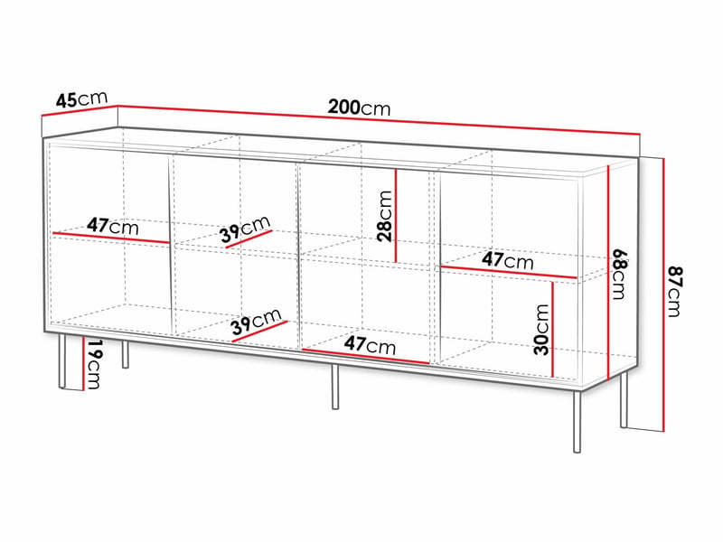  Buffet charlotte 208, stratifié, 87x200x45cm  - Conforama D