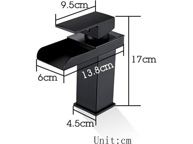  Robinet mitigeur cascade pour lavabo de salle de bain, monotrou en acier inoxydable, noir QA001662 - Conforama B