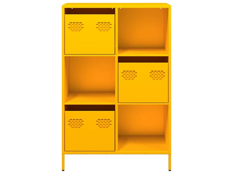  Buffet haut - bahut - meuble de rangement jaune moutarde 68x39x103,5 cm acier  - Conforama E