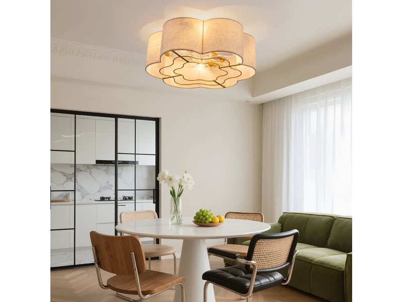  Brasseur d'air de plafond 50 cm contrôle via application et télécommande tissu et plastique cuivre  - Conforama E
