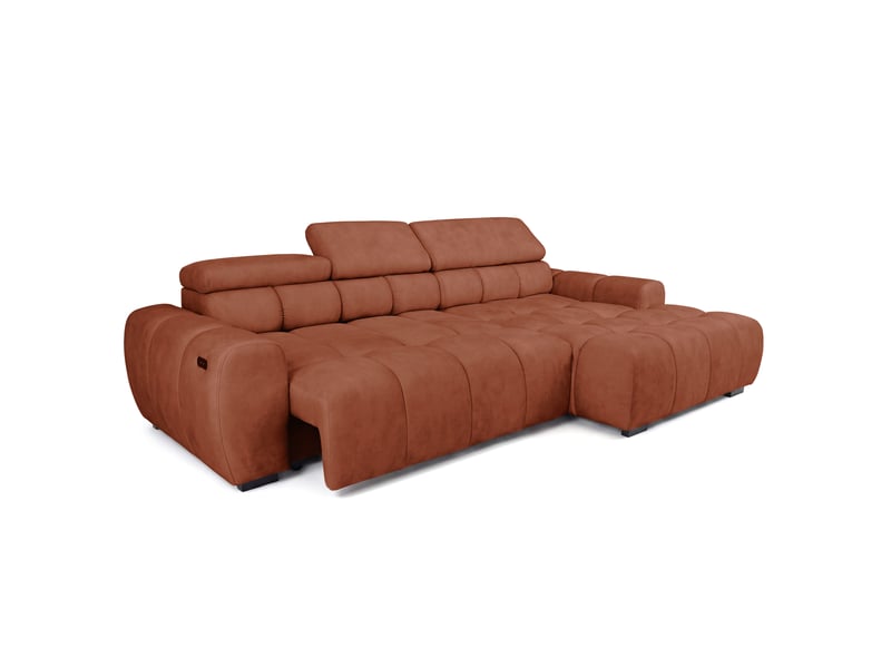 Canapé d'angle aldo avec fonction couchage, côté droit, tissu salvador wr, cuivré (07) - Conforama D