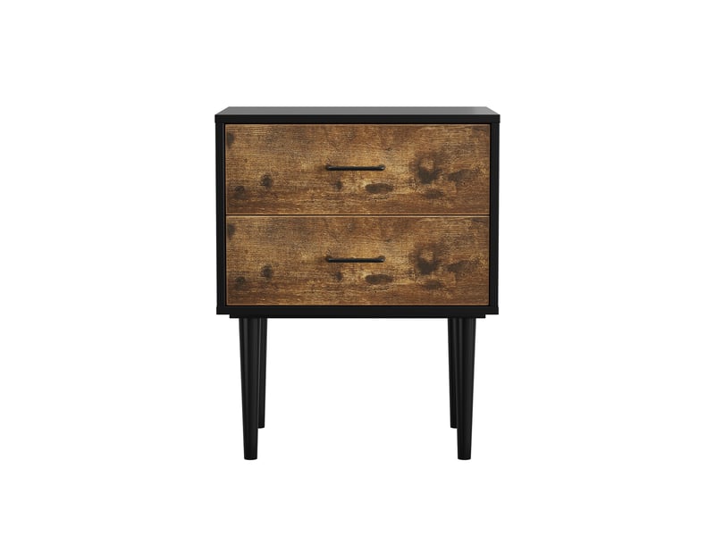 Table de chevet rétro, marron vintage, style industriel, 2 tiroirs, meuble d’appoint, 51 cm - Conforama A