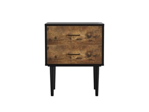 Table de chevet rétro, marron vintage, style industriel, 2 tiroirs, meuble d’appoint, 51 cm