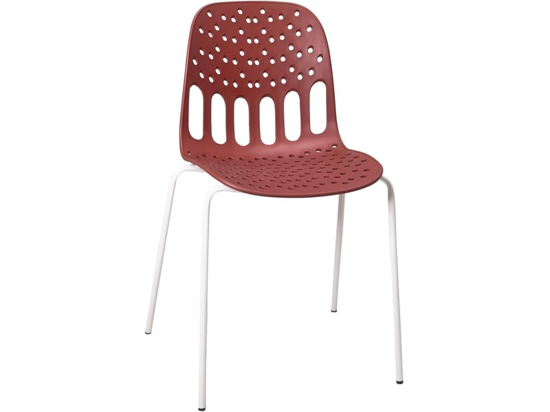  Lot de 4 chaises de cuisine empilables kio rouges et blanches avec structure métal 735-KIO - Conforama C