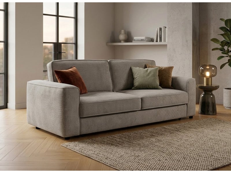  Canapé convertible 3 places en velours chiné taupe denitsa SF773-3P-TAU - Conforama B