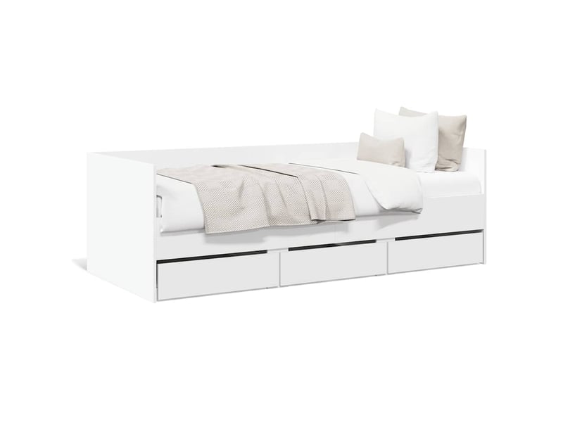  Lit simple- lit adulte -  lit de jour avec tiroirs sans matelas blanc 100x200 cm  - Conforama A