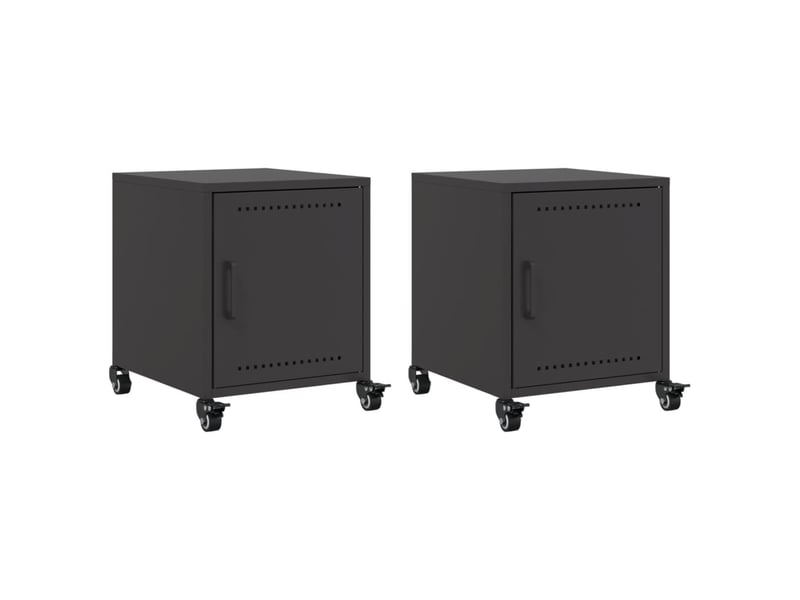  Lot de 2 tables de chevet - cabinet de chevet - table de nuit noir 36x39x43,5 cm acier  - Conforama A