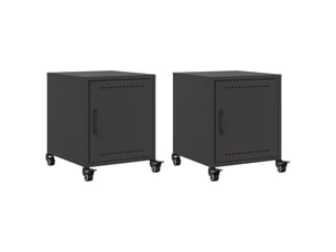 Lot de 2 tables de chevet - cabinet de chevet - table de nuit noir 36x39x43,5 cm acier