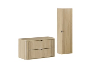 Ensemble de salle de bain kori : meuble sous vasque 100cm + plan vasque + colonne de rangement