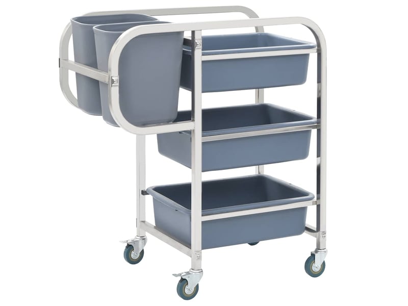 Desserte de cuisine, chariot de rangement avec récipients en plastique 82x43,5x93 cm - Conforama B
