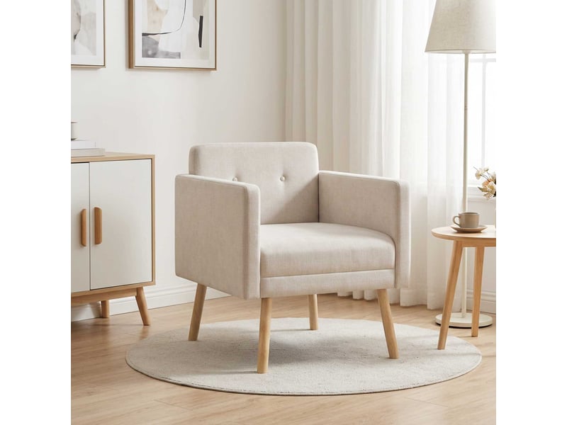  Vidaxl fauteuil d'appoint crème tissu chenille  - Conforama B