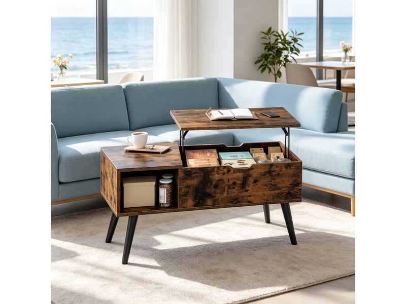  Table basse - table de travail temporaire, table d'appoint multifonctionnelle, table de salon, table basse, brun rustique  - Conforama C