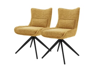 Ml-design lot de 2 chaises salle à manger pivotantes 360° en tissu bouclette moutarde, piètement étoile en acier, coussin lombaire intégré, siège rembourré confortable pour salon et cuisine, 120 kg