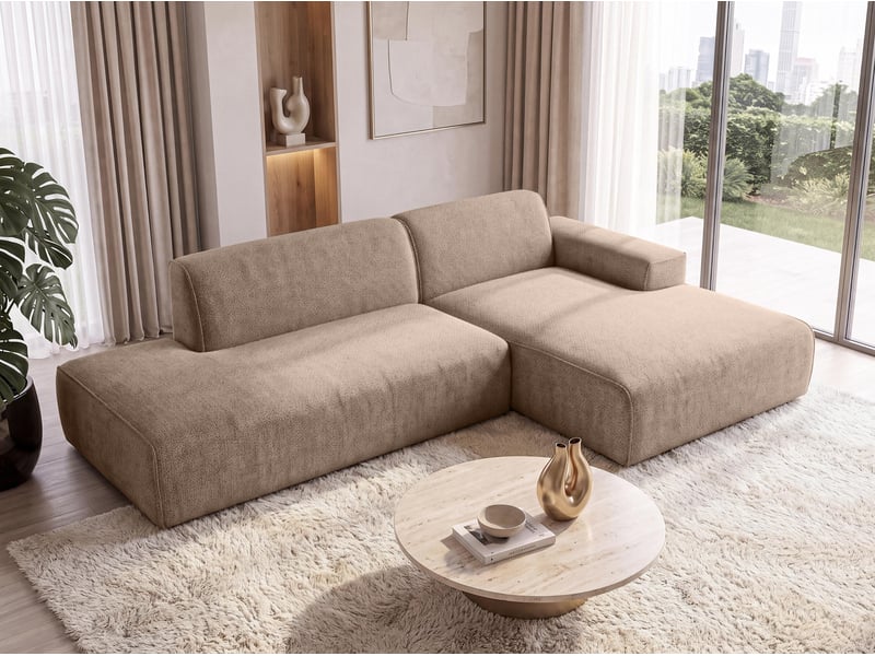 Canapé d'angle moderne didim duo, 288 cm, couleur marron chaud, revętement en velours d Didim Duo - Conforama D