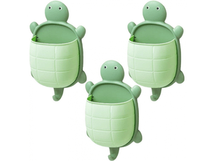 Lot de 3 porte-brosses à dents en forme de tortue mignonne, organisateur de rangement mural pour salle de bain