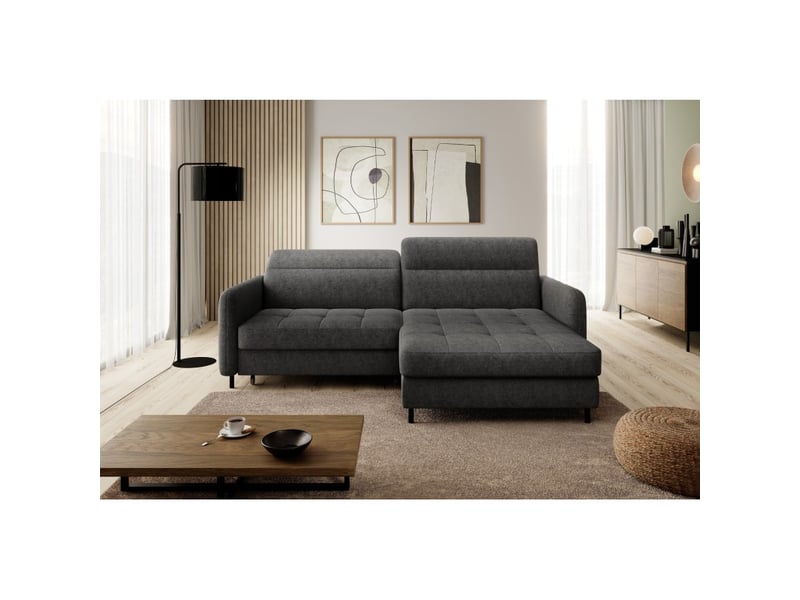  Canapé d'angle collection goumsi coloris gris foncé chiné  - Conforama E