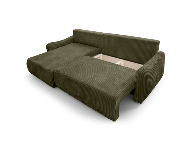  Apoline - canapé d'angle réversible convertible 4 places avec coffre en velours côtelé épais  - Conforama D